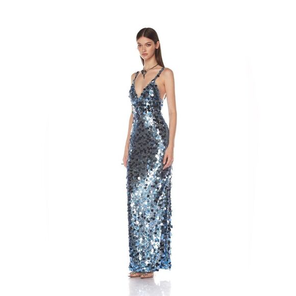 NWOT BRONX AND BANCO Allegra Ocean Blue Sequin Maxi Dress - Picture 5 of 16